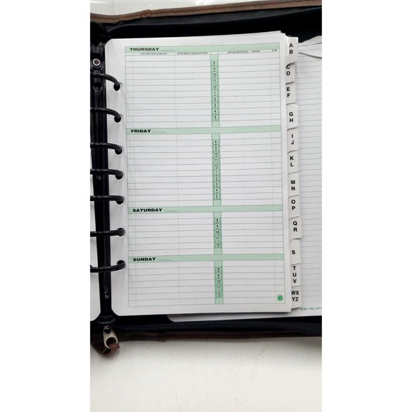 Vintage Day-Timer Organizer Planner Brown Zip Around 7 Rings 10.5x8" - Picture 6 of 13